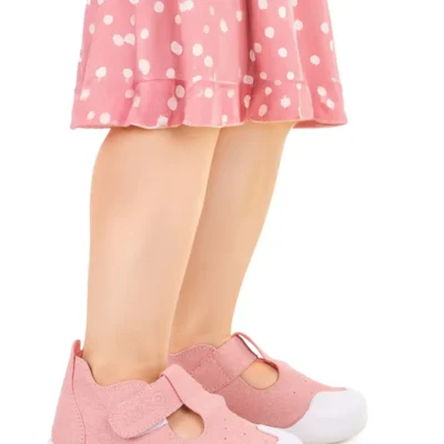 کفش بچگانه کفش روزمره دخترانه کمرنگ الروی با بند چسبی کادمازی کیدز - 3599