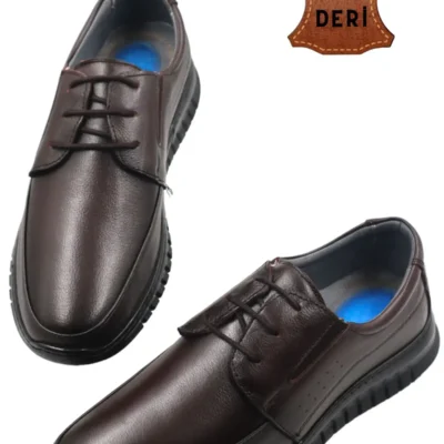 کفش رسمی مردانه کفش روزمره مردانه چرم اصل فوق العاده راحت جلی قهوه‌ای - 3926