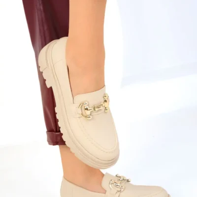 کفش تخت زنانه کفش لوفر زنانه BEJ مدل 17575 - 3229