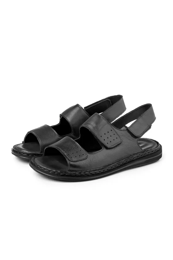 سایز بزرگ مردانه - صندل مردانه چرم طبیعی لواس - صندل چرم طبیعی - صندل با کفی ارتوپدیک - 3507