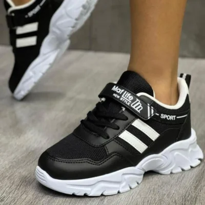 کفش بچگانه کفش ورزشی راحت و سبک شبکه‌ای بچگانه یونیسکس با بند لاستیکی و چسبی، قابل تنفس و انعطاف‌پذیر - 3579