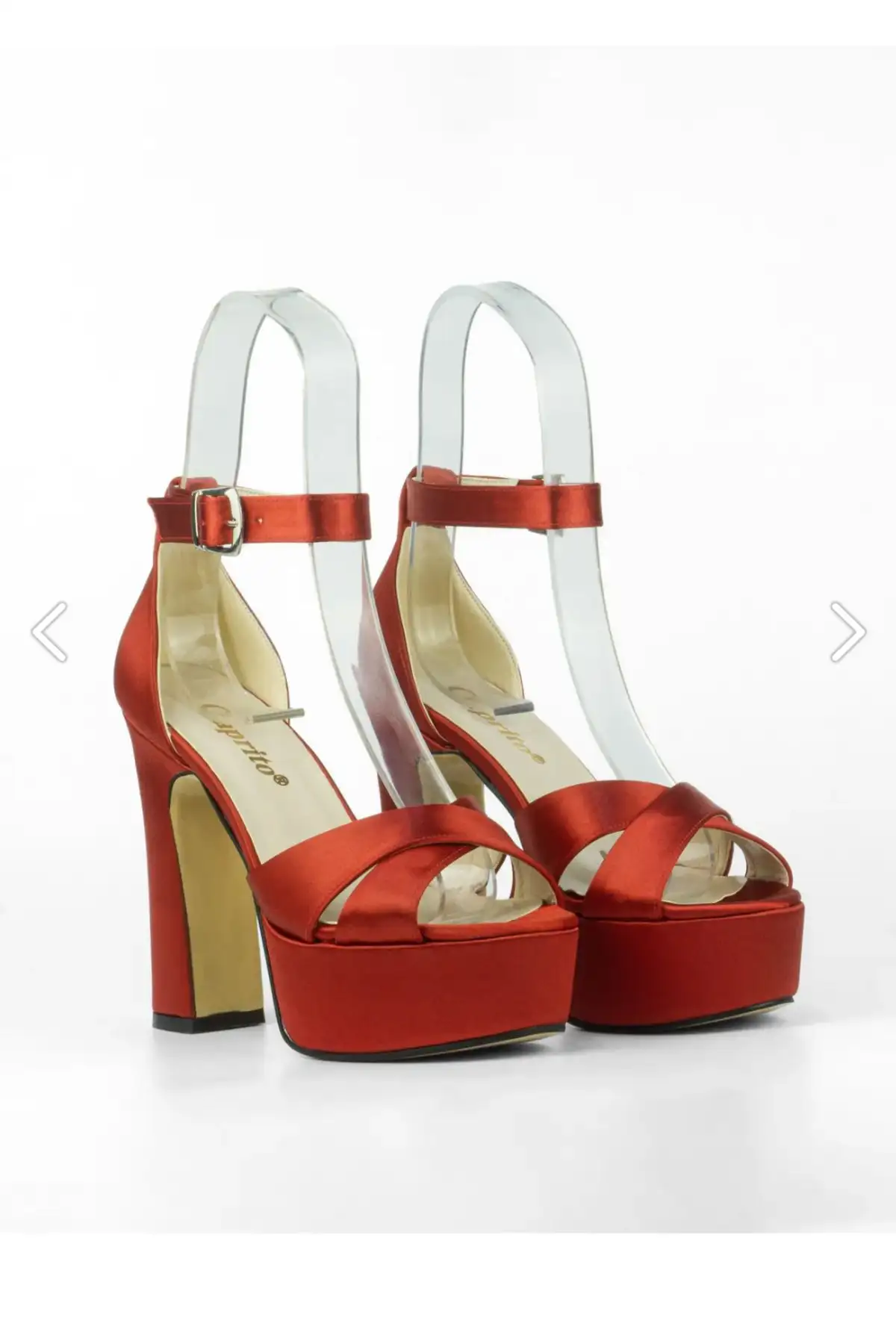 کفش پاشنه‌ بلند زنانه 13 سانتی‌متر ساتن قرمز، تضمین شده برای دویدن، زیره نچسب. - 4359