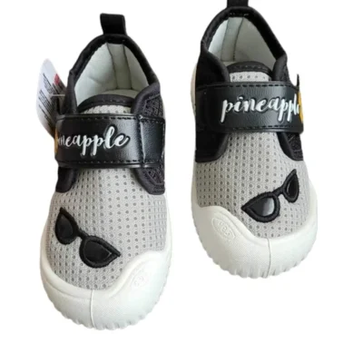 کفش پسرانه پاندوف نرم کنفی مناسب کودک برای خانه و مدرسه مدل آناناس با زیره غیر لغزنده در رنگ زرد و خاکی - 4506