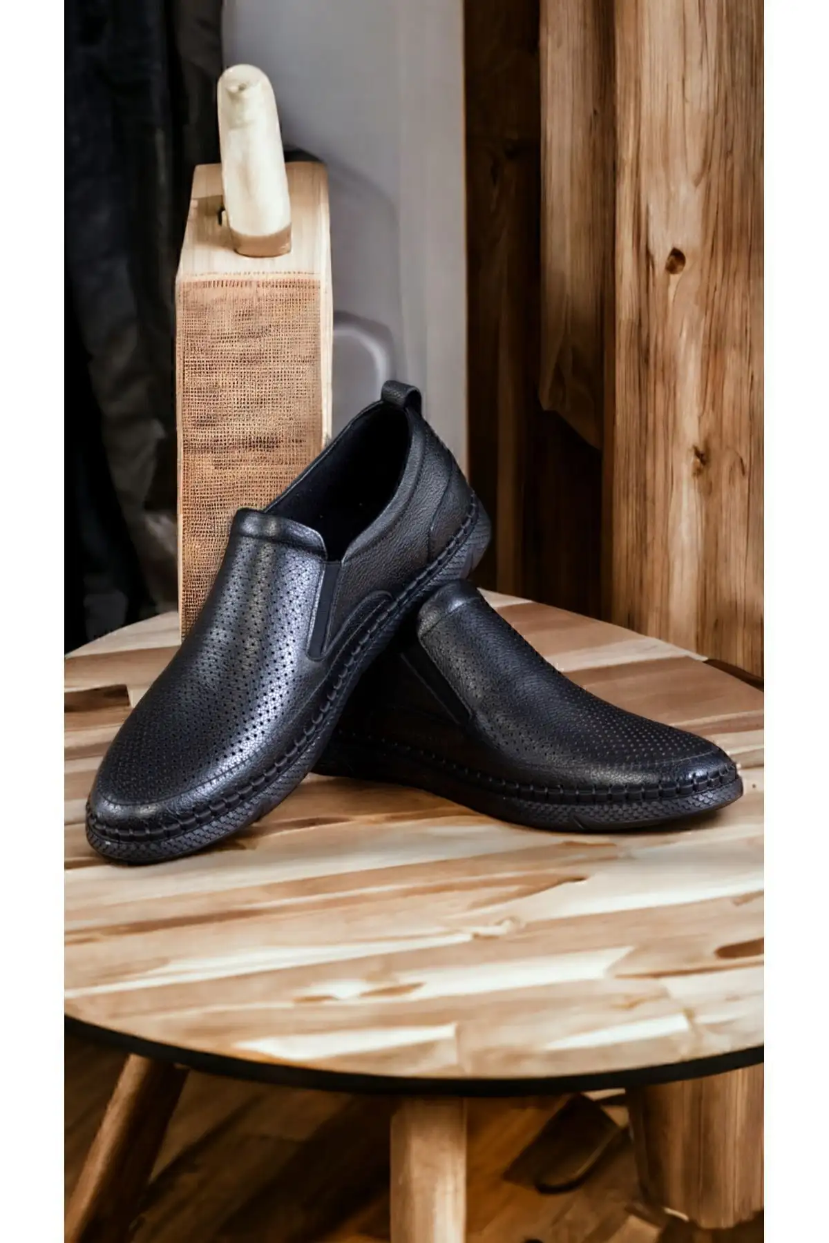 کفش روزمره مردانه چرم طبیعی، ، تابستانی، لوفر، چرم سیاه - 4790