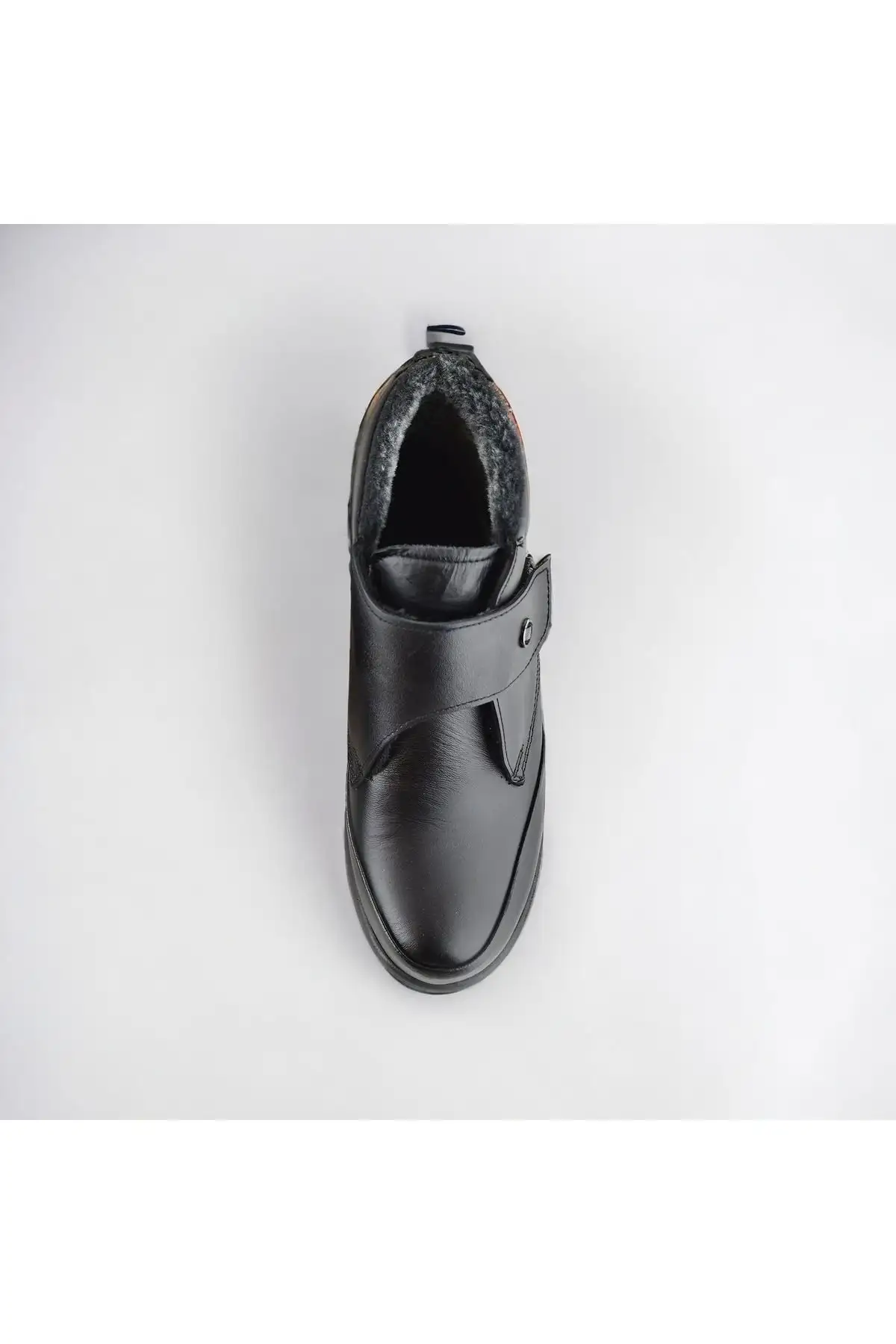 کفش اداری زنانه چکمه‌های مادرانه اورتوپدیک با زیره عاجی و پاشنه پشمالو از چرم طبیعی - 3549