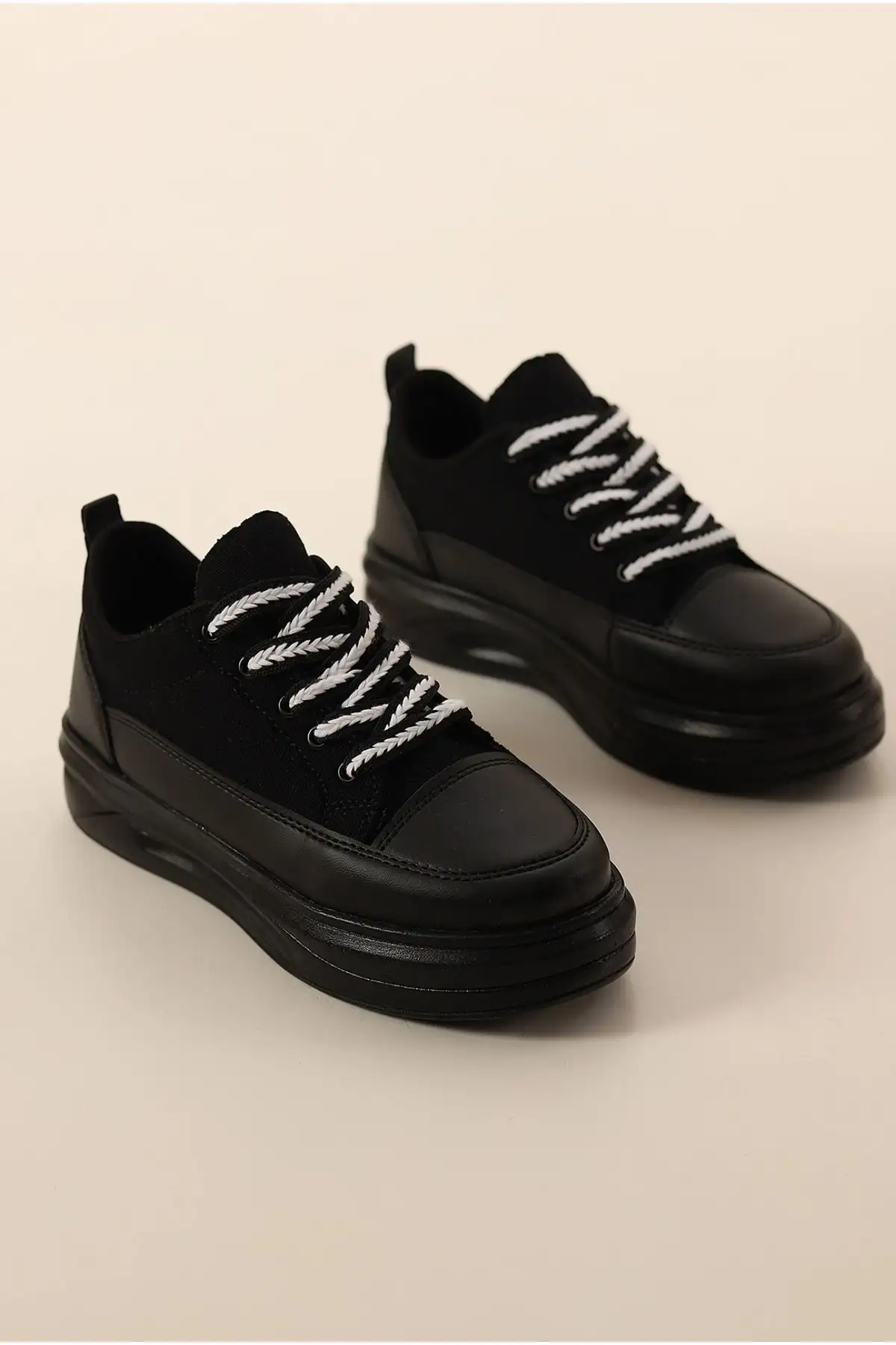 کفش ورزشی کفش های ورزشی روزمره زنانه مشکی - 3385 کفش ورزشی کفش های ورزشی روزمره زنانه مشکی - 3385