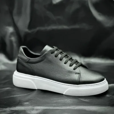 کفش روزمره مردانه کفش ورزشی مردانه مشکی از چرم طبیعی - اورتopedik، سبک، راحت، زیره ضد لغزش، شیک، مناسب استفاده روزمره - 3944