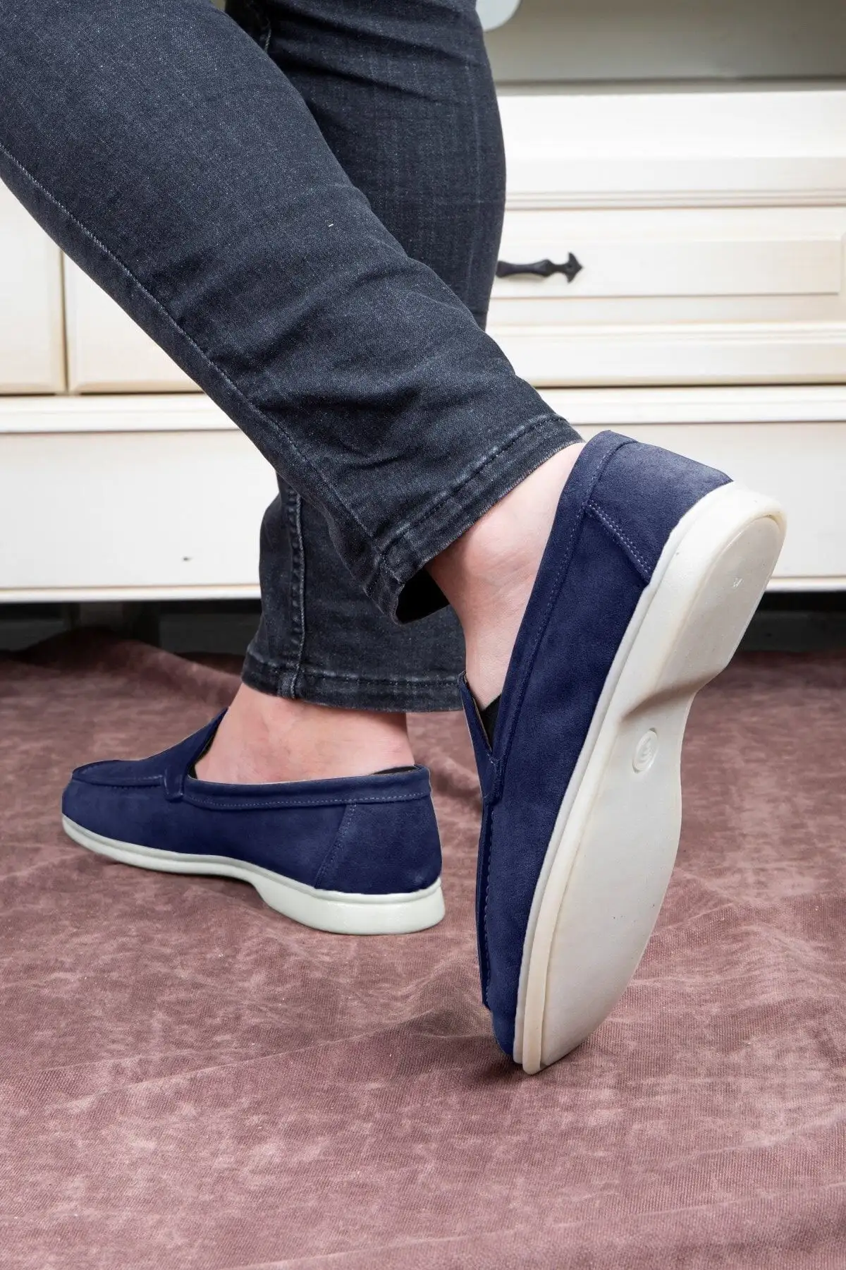 سایز بزرگ مردانه کفش روزمره مردانه لوفر چرم طبیعی سوئدی آسان - رنگ سرمهای - 3514 سایز بزرگ مردانه کفش روزمره مردانه لوفر چرم طبیعی سوئدی آسان - رنگ سرمهای - 3514