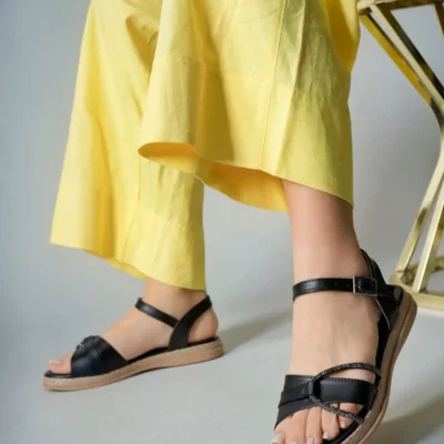 کفش صندل زنانه سندل با سنگ‌های دکوری مدل 0012074 رنگ سیاه - 4854