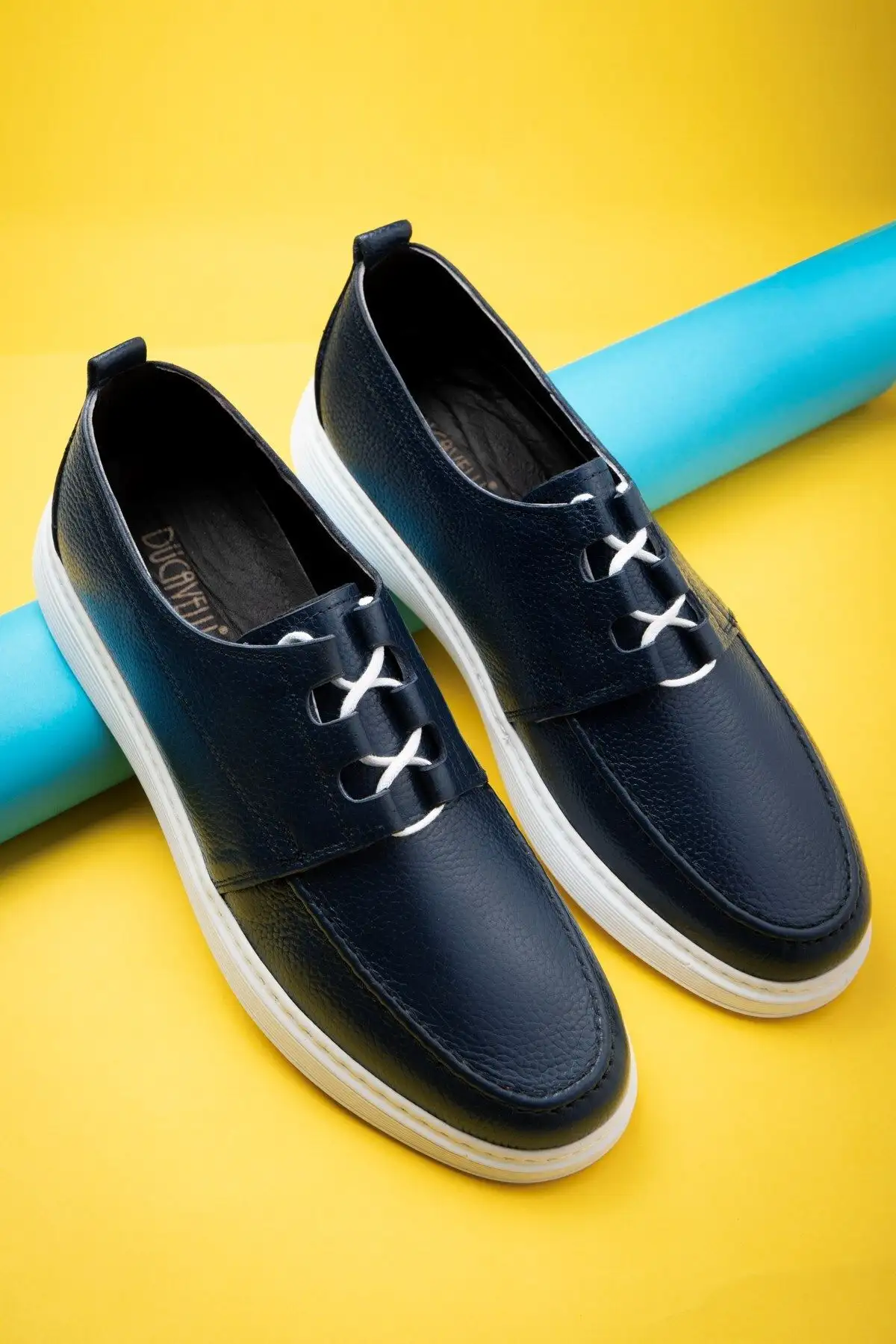 کفش سایز بزرگ مردانه روزمره مارین از جنس چرم طبیعی، روزمره، تابستانی، سبک با بند - 5041