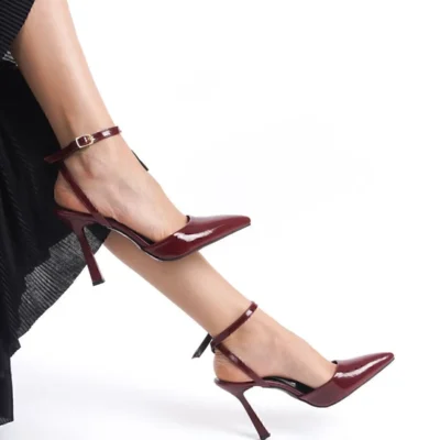 کفش پاشنه‌ بلند زنانه کفش پاشنه‌دار بندی زنانه به رنگ بوردو - 3692