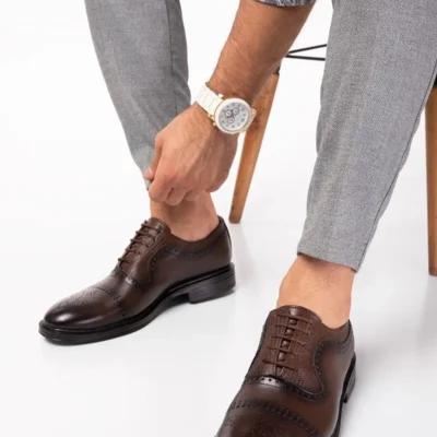 کفش رسمی مردانه چرم کلاسیک با کفی لاستیکی مناسب برای چهار فصل - 4719