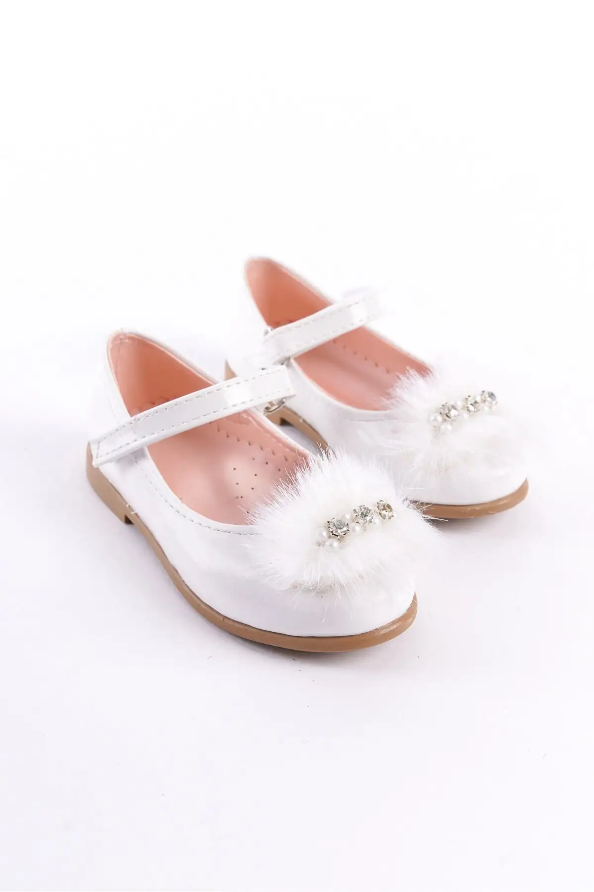 کفش بچگانه بابت دخترانه جدید فصل با جزئیات سنگ و پر سفید - 4412 کفش بچگانه بابت دخترانه جدید فصل با جزئیات سنگ و پر سفید - 4412