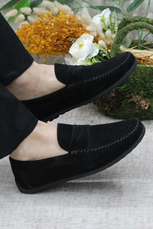 کفش رسمی مردانه 31020 لوافر چرم طبیعی سوئیدی مشکی - 5938