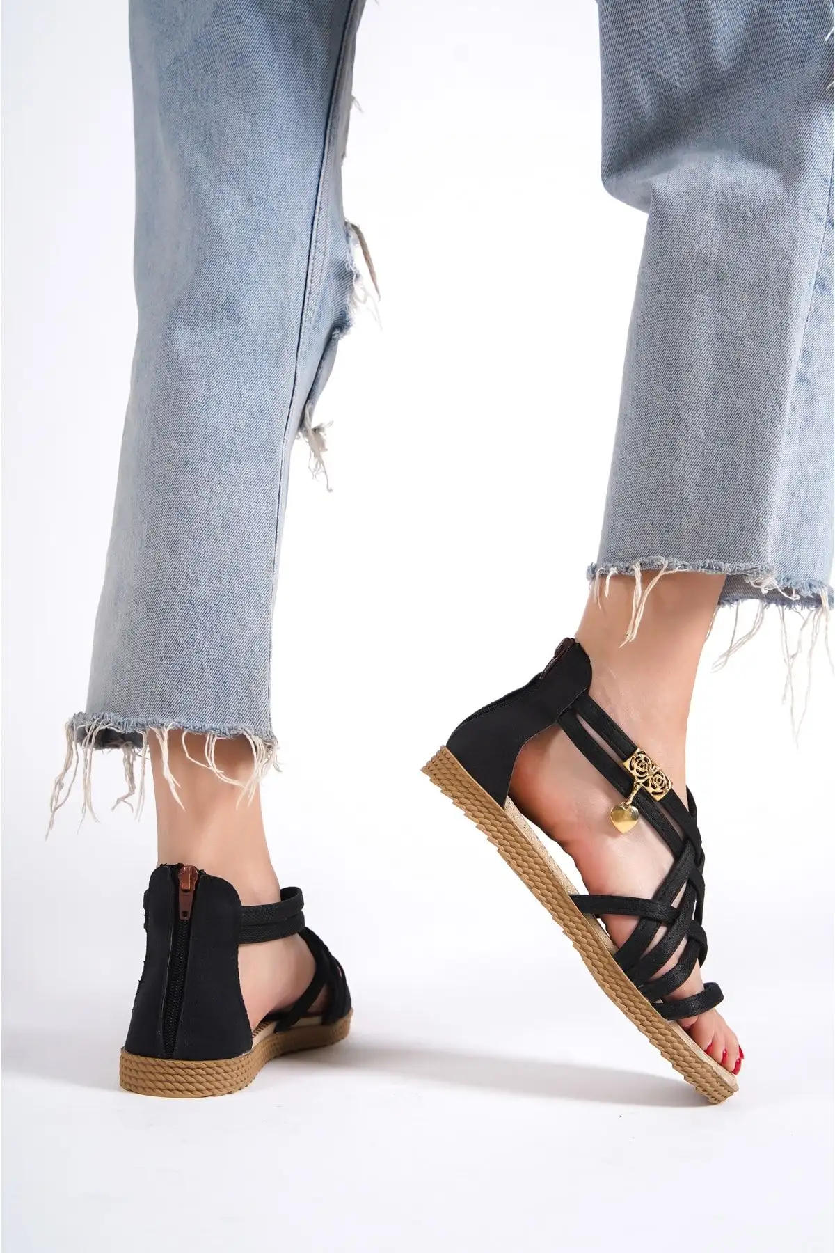 کفش صندل زنانه پابند مشکی با بند مچ پا - مدل Wsb0468 - 6412 کفش صندل زنانه پابند مشکی با بند مچ پا - مدل Wsb0468 - 6412