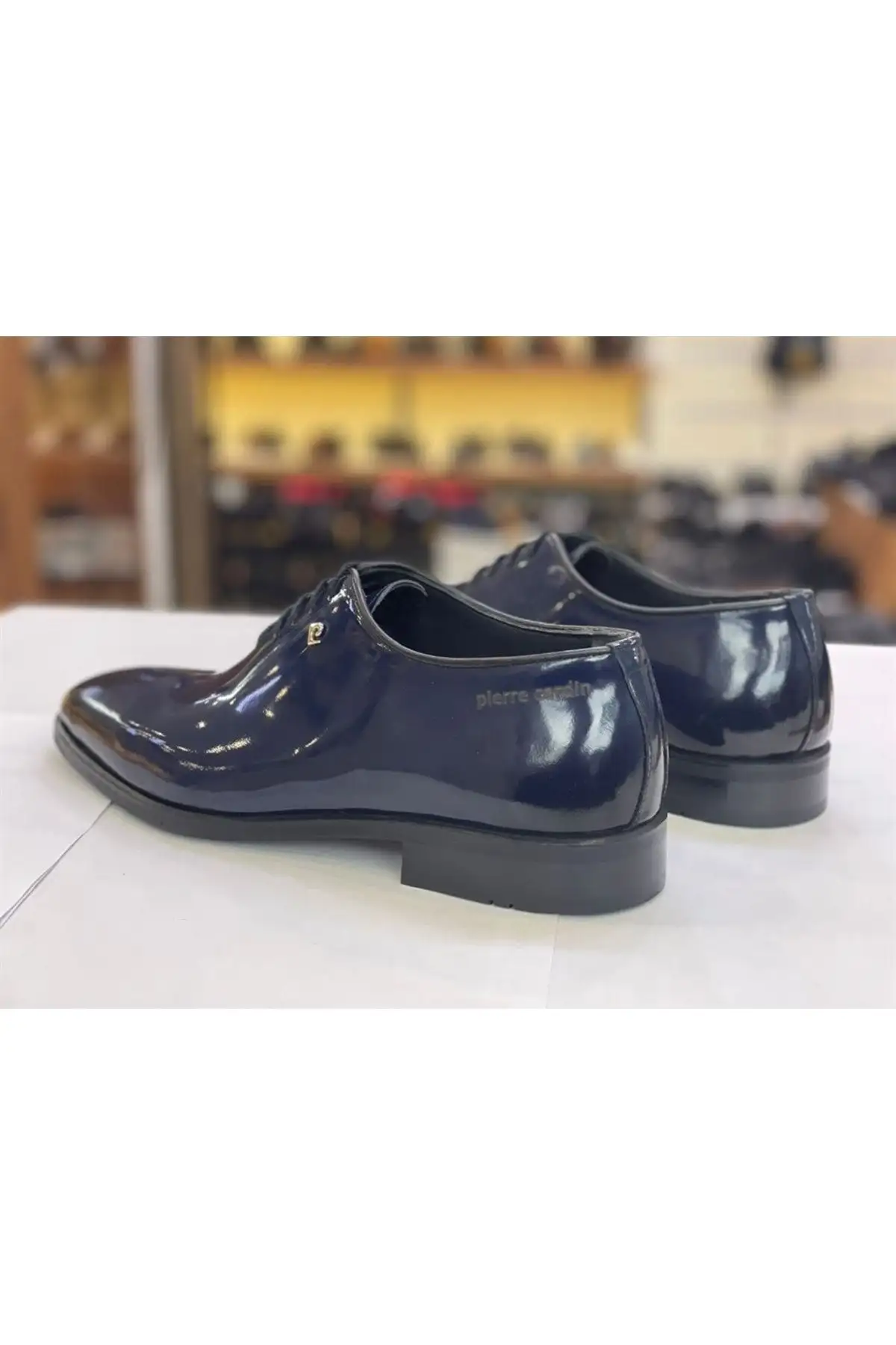 کفش رسمی مردانه کلاسیک چرم براق با بند رنگ سرمه‌ای - 6457