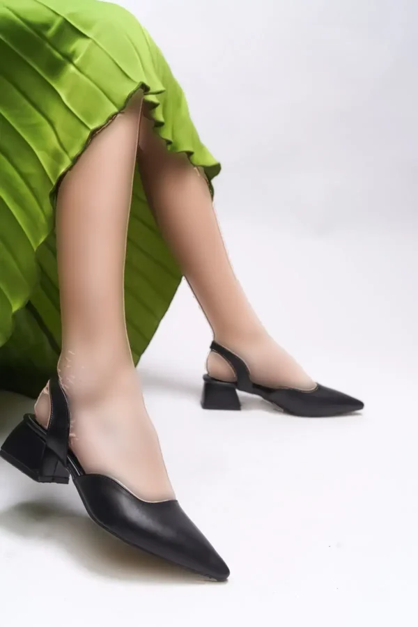 کفش پاشنه‌ بلند زنانه دار گلمیت 0012111 پوست مشکی - 6315