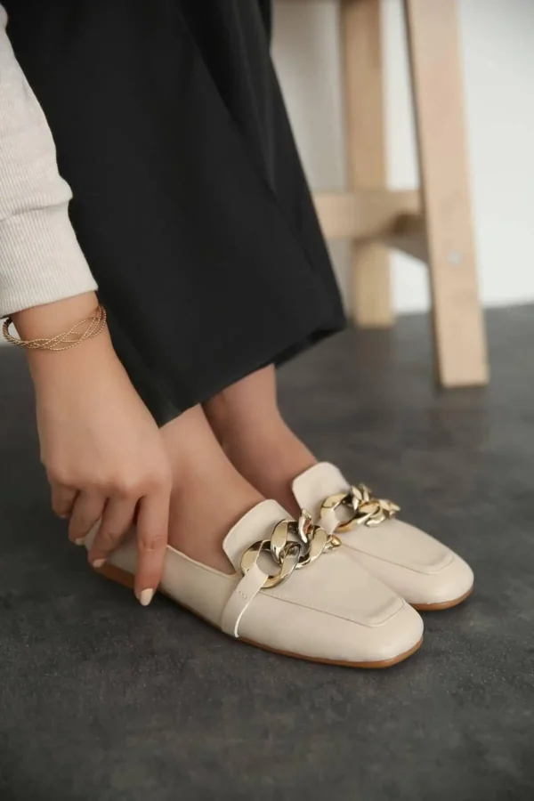 کفش ورزشی روزمره بابت زنانه بژ چرمی - 6623