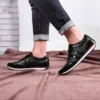 کفش سایز بزرگ مردانه روزمره چرمی شیک صنعتی سیاه - 6936