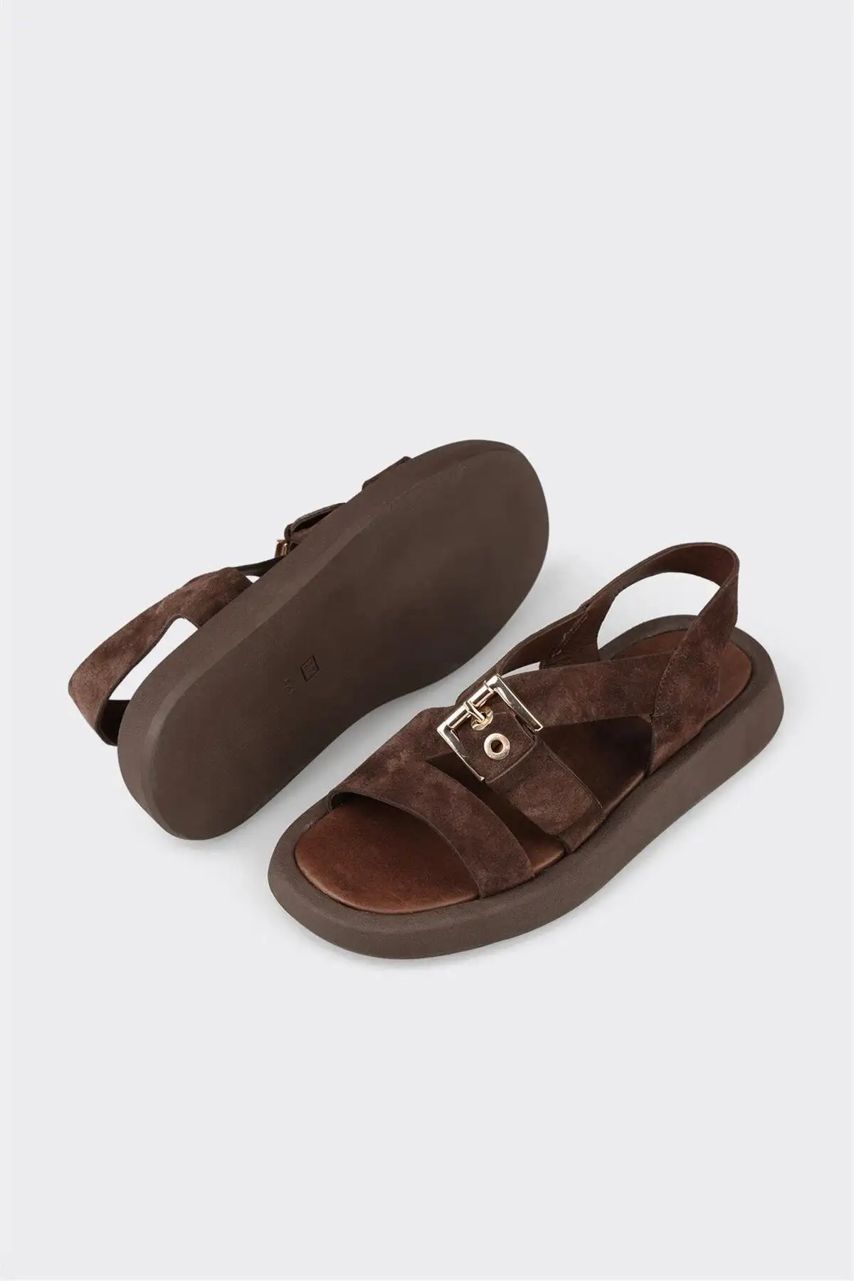 کفش صندل زنانه چرم قهوهای - 6406 کفش صندل زنانه چرم قهوهای - 6406