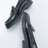 کفش اداری زنانه لوفر رسمی از چرم لاکی آبی تیره واقعی - 5715