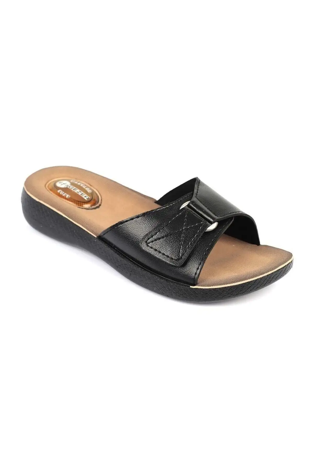 کفش راحتی خانه دمپایی روزمره زنانه مشکی با بند چسبی و کفی ماساژ دهنده ارتوپدیک - 6333 کفش راحتی خانه دمپایی روزمره زنانه مشکی با بند چسبی و کفی ماساژ دهنده ارتوپدیک - 6333