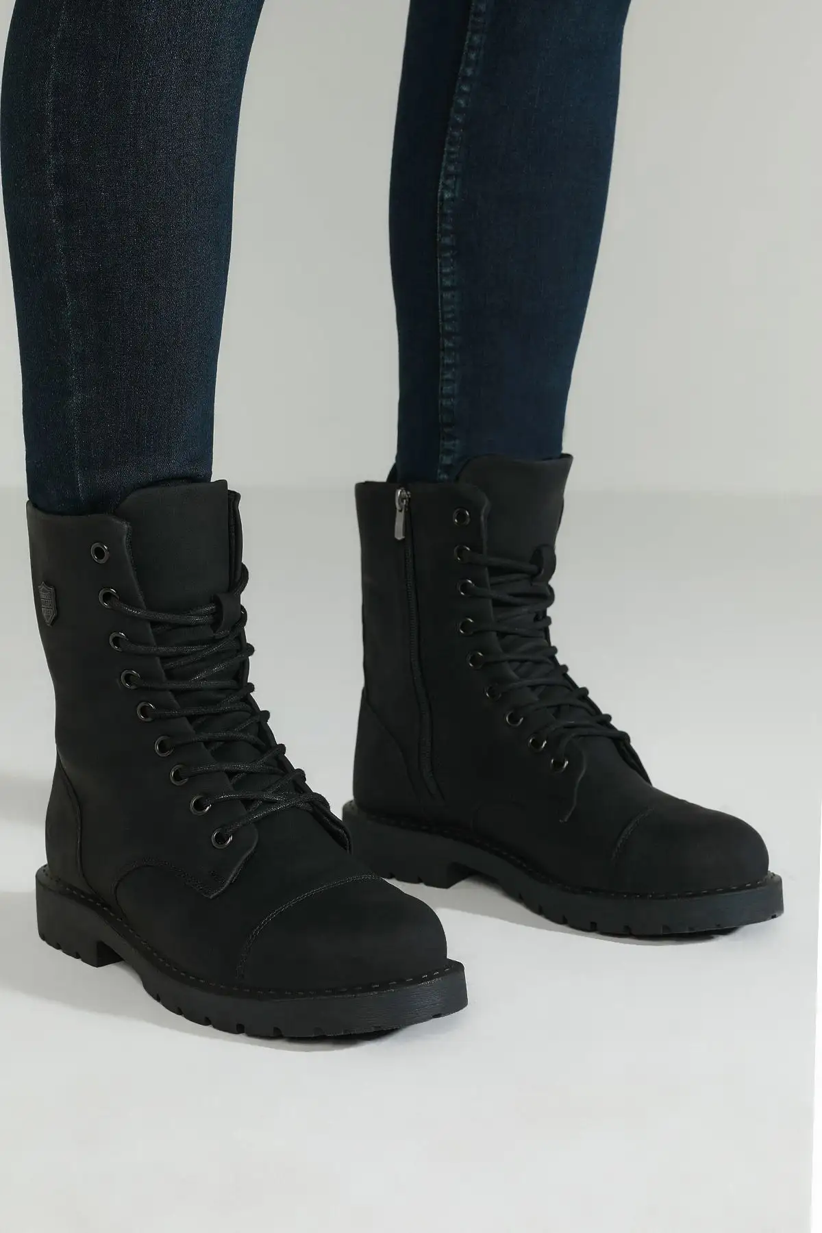 بوت مردانه  بایکر  سوآرز 2PR مشکی - 6673 بوت مردانه بایکر سوآرز 2PR مشکی - 6673