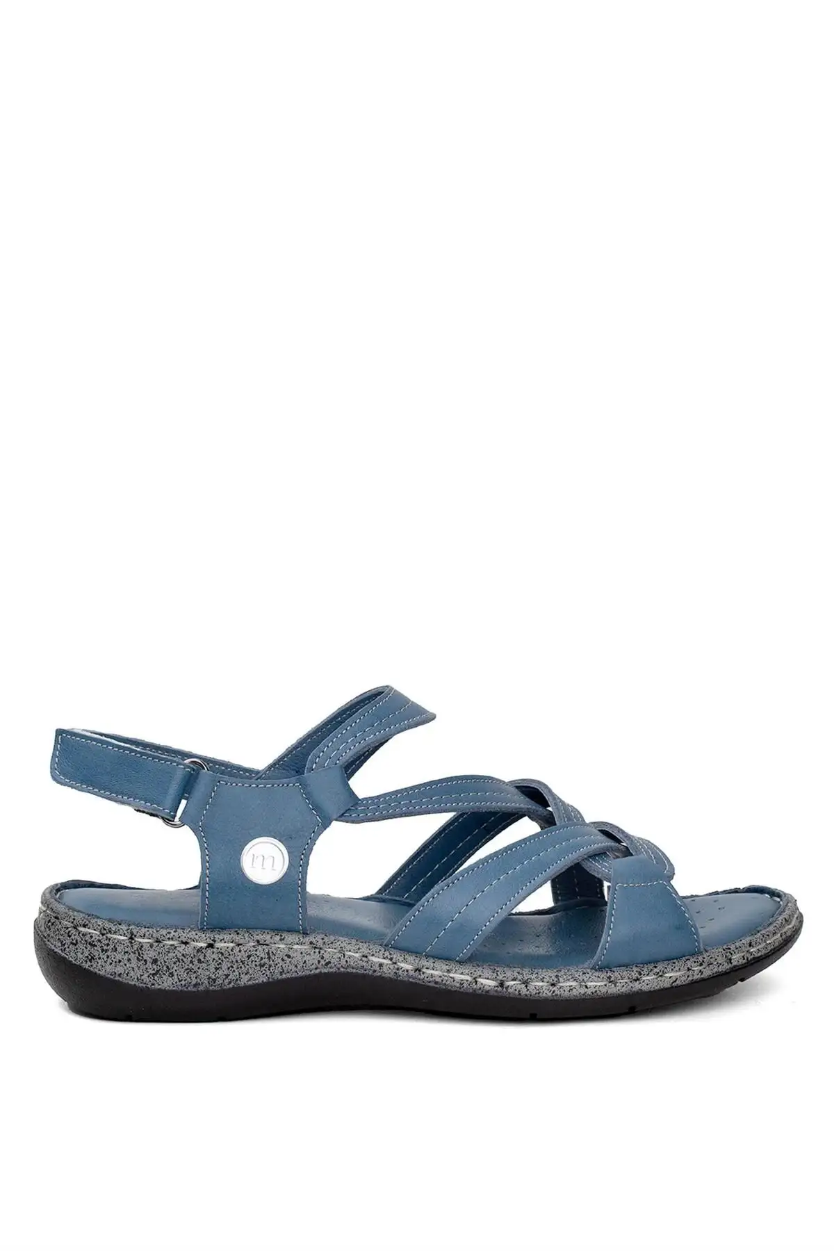 کفش صندل زنانه D24YS-1005 تخت با چرم طبیعی - آبی - 6528 کفش صندل زنانه D24YS-1005 تخت با چرم طبیعی - آبی - 6528