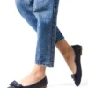 کفش مجلسی زنانه عروسکی چرم طبیعی آبی تیره DP58-4055 - 5684