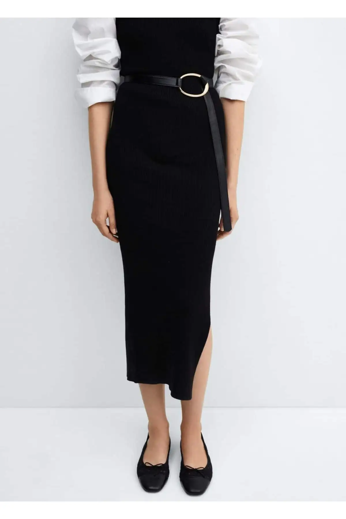 کفش تخت زنانه بابت بارتونی با جزئیات بند مرواریدی - 5803 کفش تخت زنانه بابت بارتونی با جزئیات بند مرواریدی - 5803