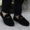 کفش رسمی مردانه 31012 بربری از چرم سوئدی مشکی - 5945