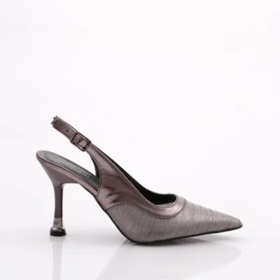 کفش پاشنه بلند زنانه پاشنه پشت باز پلاتینی خط دار ۲۱۴۲۳۵۳۴ - 6804