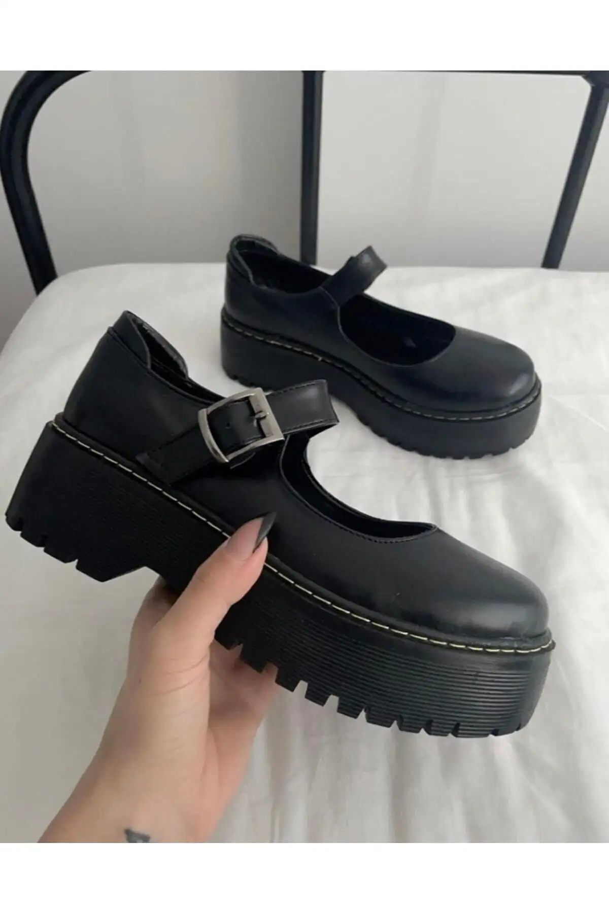 کفش روزمره مردانه  لولیتا بامبوکی با قفل مچ در سبک هاراجوکو - مشکی آکسفورد - 6393 کفش روزمره مردانه لولیتا بامبوکی با قفل مچ در سبک هاراجوکو - مشکی آکسفورد - 6393