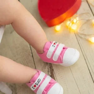 کفش نوزاد پسر من عاشق مامان و بابا پاتیک صورتی G-2287 - 5455