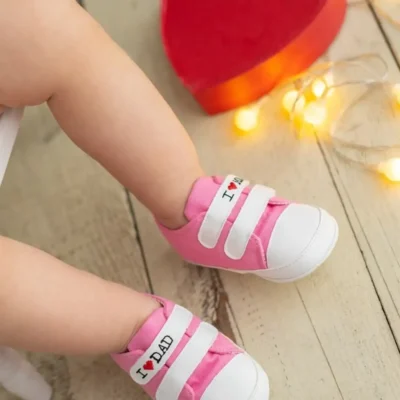 کفش نوزاد پسر من عاشق مامان و بابا پاتیک صورتی G-2287 - 5455