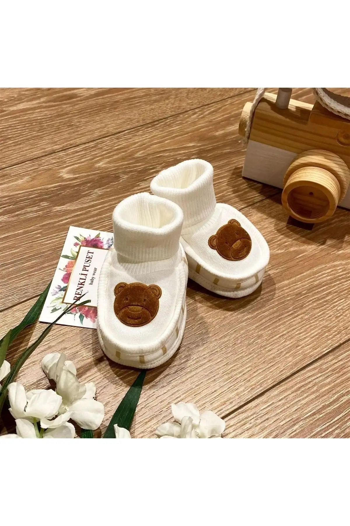 کفش نوزاد پسر پاپوش  پنبهای با طرح خرس سوئدی - 5450 کفش نوزاد پسر پاپوش پنبهای با طرح خرس سوئدی - 5450