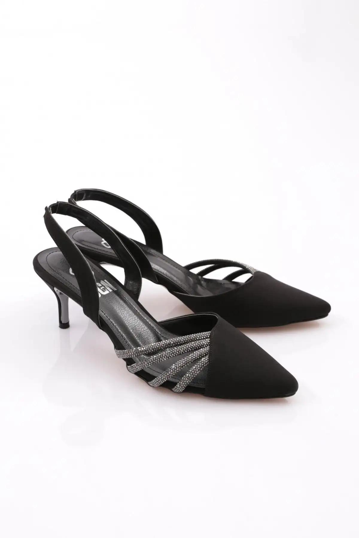 کفش پاشنه بلند زنانه     با تزئینات سنگی مشکی نبوک 61193564 - 6818 کفش پاشنه بلند زنانه با تزئینات سنگی مشکی نبوک 61193564 - 6818