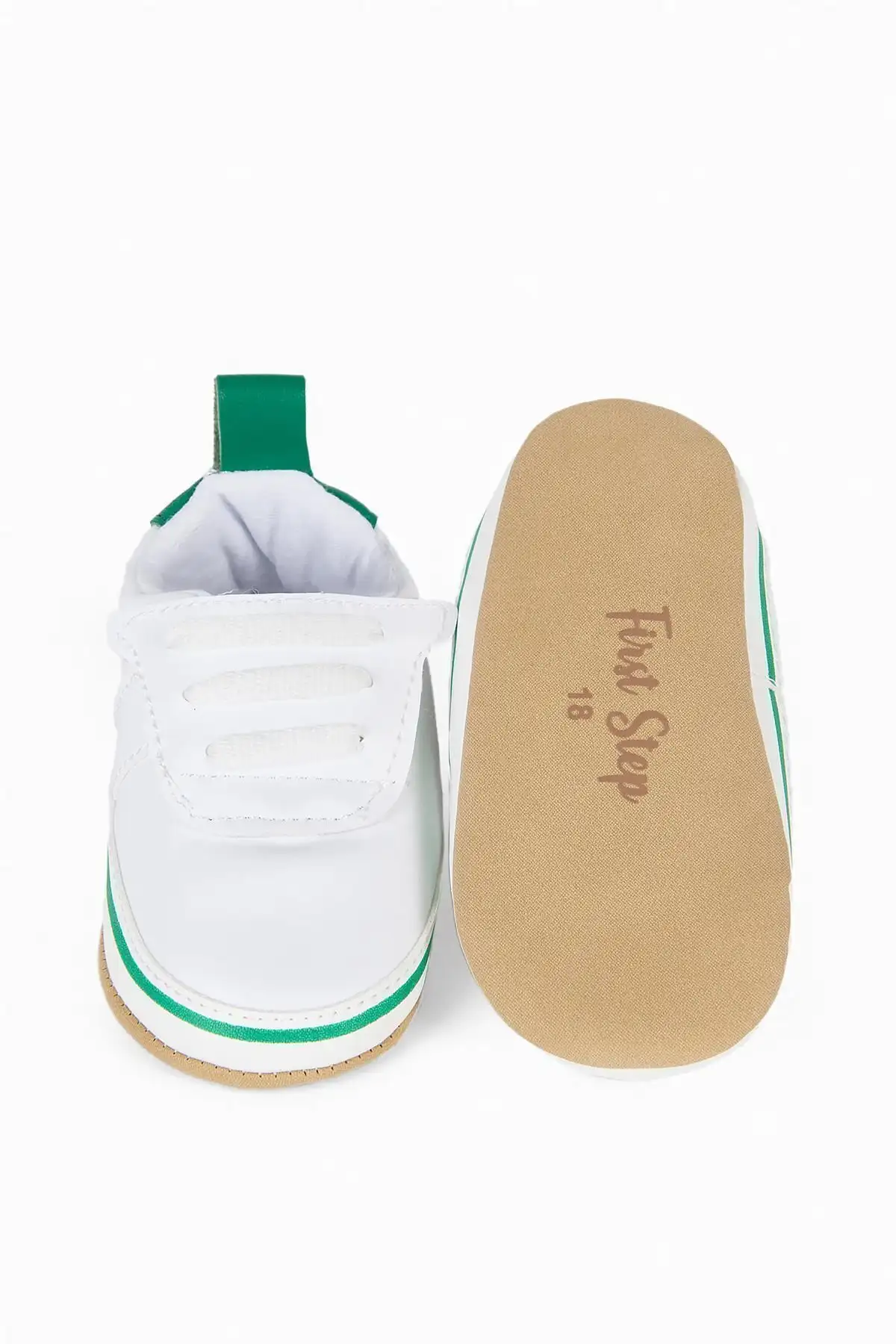 کفش نوزاد پسر پاپوش ی با جزئیات سبز و چسبی سفید - کد g-2359 - 5451 کفش نوزاد پسر پاپوش ی با جزئیات سبز و چسبی سفید - کد g-2359 - 5451
