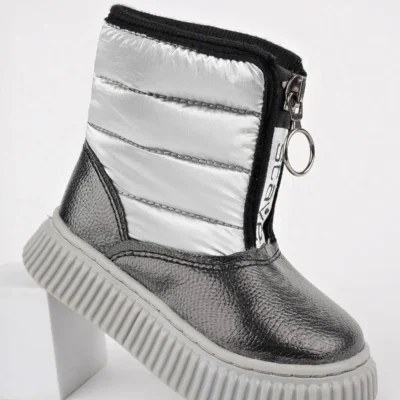 بوت بچگانه چکمه بارانی و برفی کودک با ضمانت، دارای کفی راحت و زیپ جلو و داخل فری کُرکی - 5571