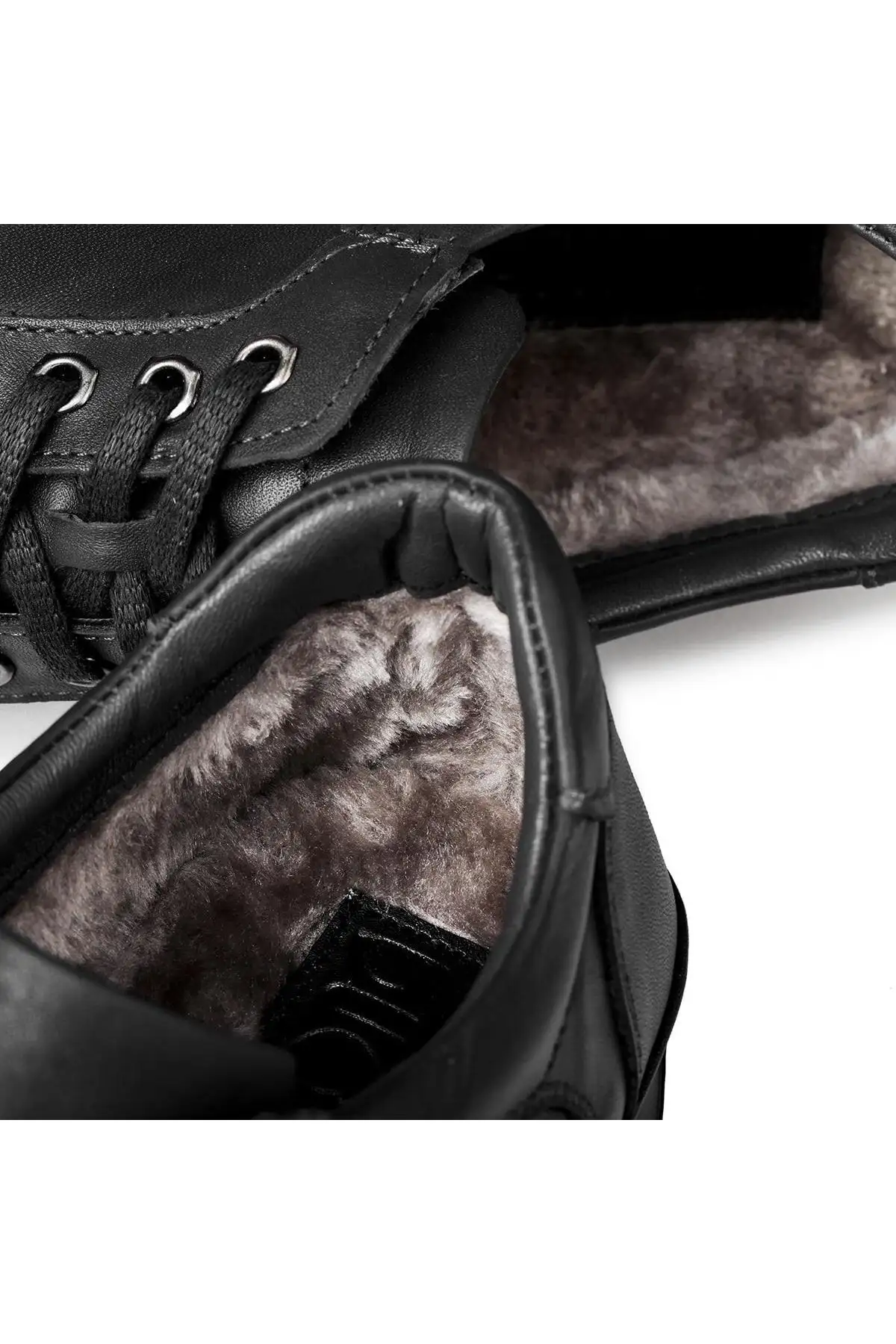 کفش سایز بزرگ مردانه روزمره چرم طبیعی با پشم‌لک‌دار و خز سرخابی رنگ قهوه‌ای - 6711