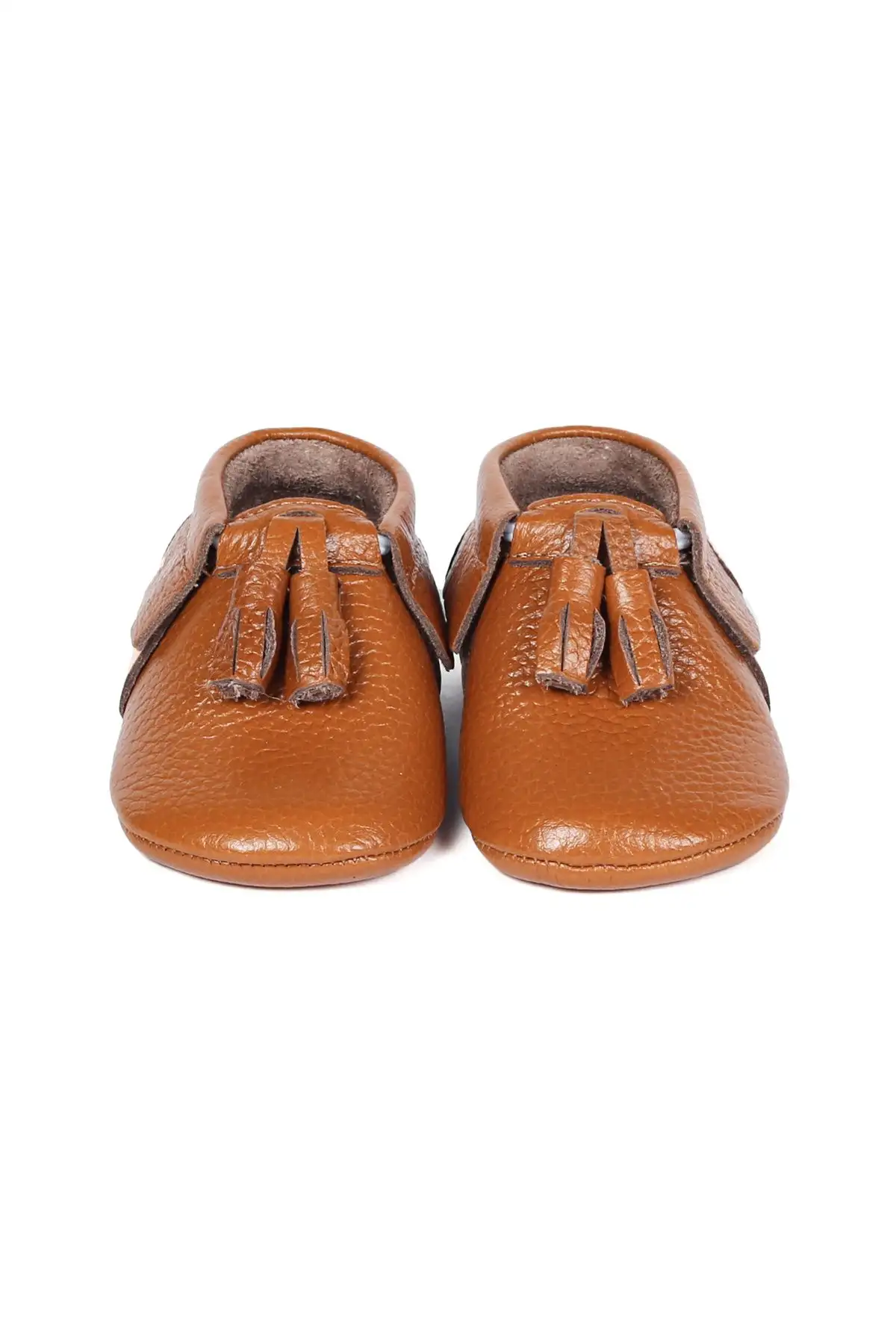 کفش نوزاد پسر پاپوش  با جزئیات پونپون از چرم طبیعی رنگ قهوهای - 6562 کفش نوزاد پسر پاپوش با جزئیات پونپون از چرم طبیعی رنگ قهوهای - 6562