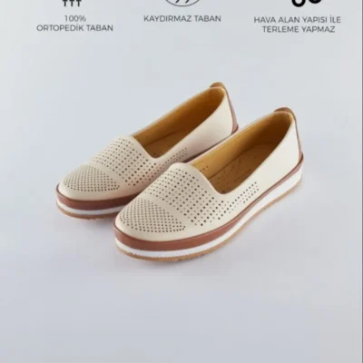 کفش ورزشی روزمره بابت تابستانی با کفی نرم و تمام اورتوپدیک رنگ بژ، بابت کلاسیک، و بابت مناسب مادران. - 6621