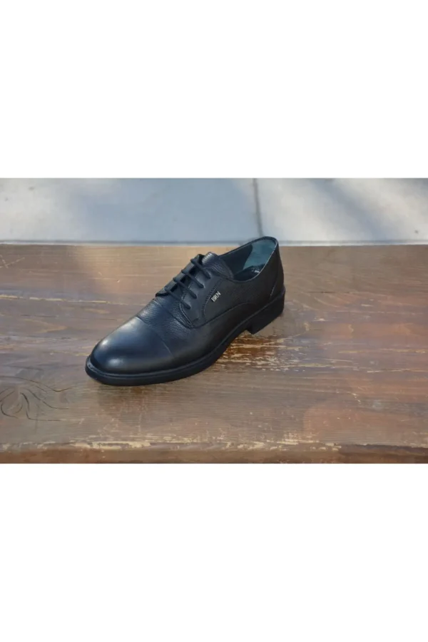 کفش رسمی مردانه زمستانی برنی مدل M574، از چرم طبیعی با زیره لاستیکی و بنددار - 6008