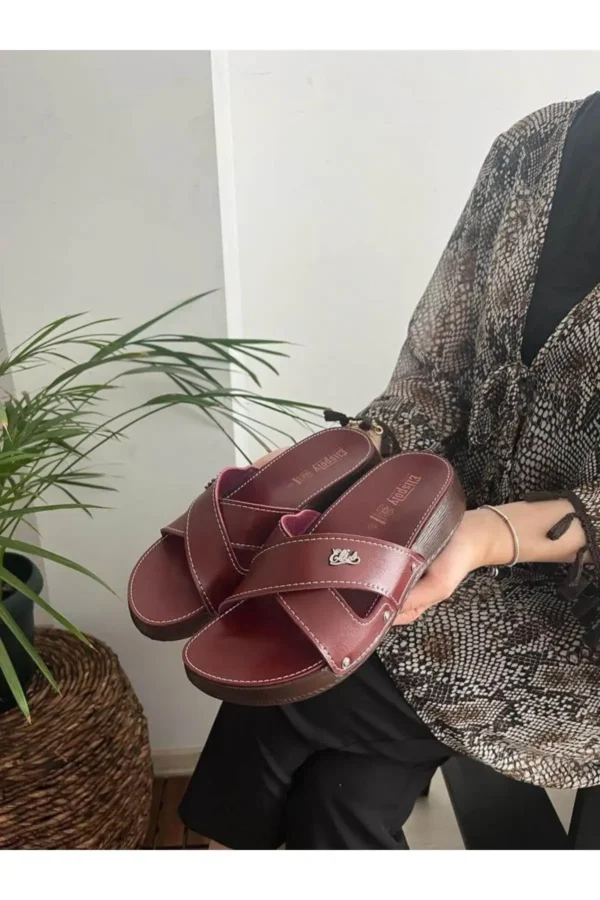 کفش راحتی خانه زنانه با زیره آناتومیک، پزشکی، اورتوپدیک، کلاسیک و مدل ضربدری برای مادران، صندل خیابانی - 6994