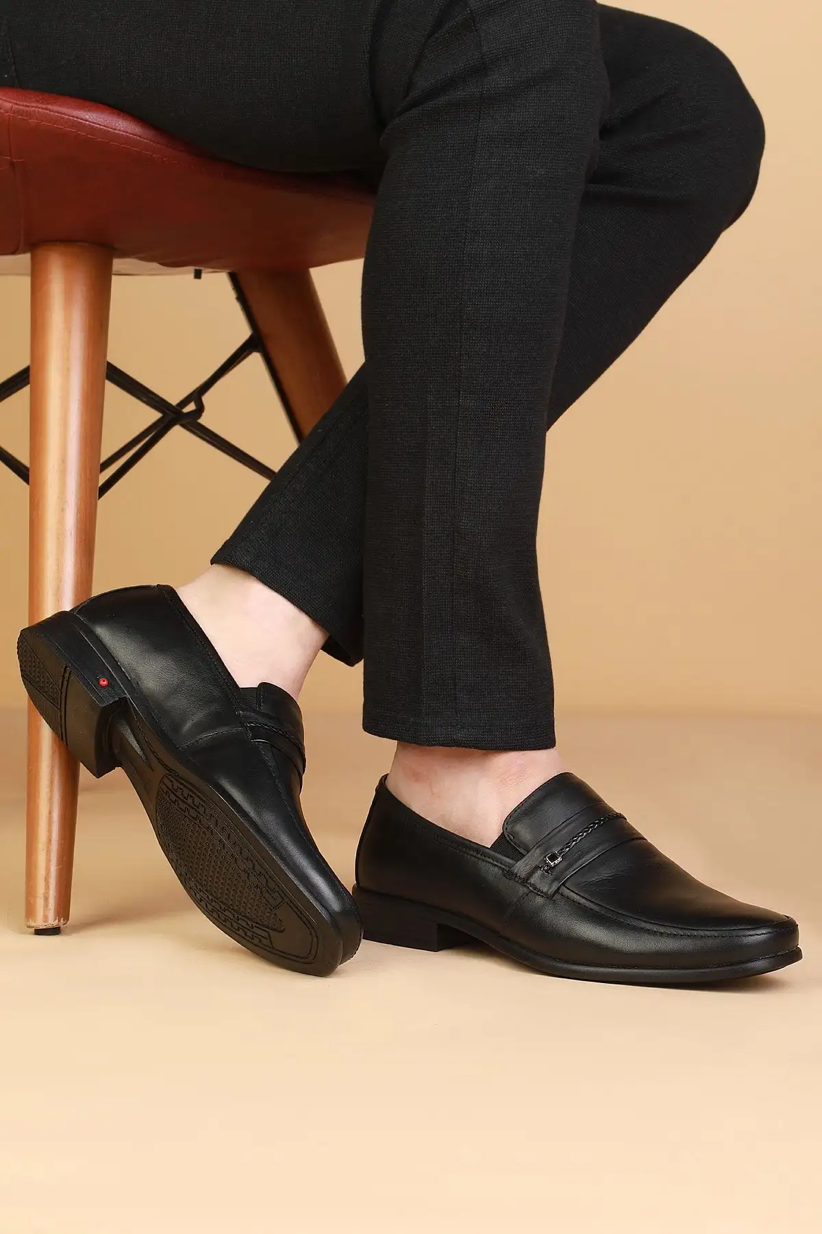 کفش رسمی مردانه کلاسیک تابستانی سبک با کفی نرم از چرم طبیعی - مشکی - 6355