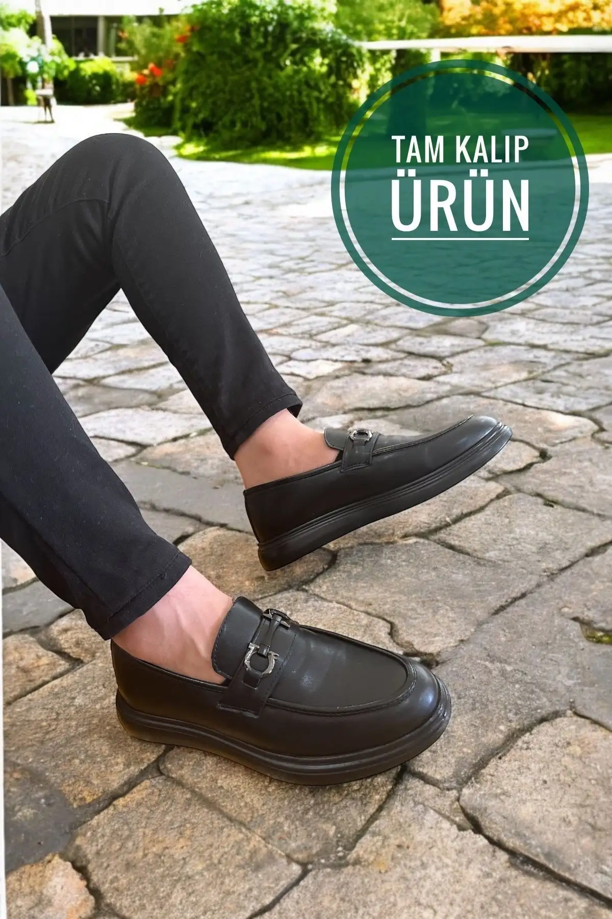 کفش روزمره مردانه لمه چرم سیاه - با قفل فلزی، راحت و شیک، طراحی کلاسیک - 5952