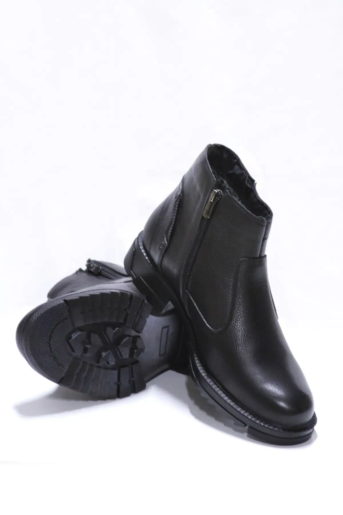 بوت مردانه لتائو پدر،   مشکی چرمی اصل با زیپ و پشمدار - 6836 بوت مردانه لتائو پدر، مشکی چرمی اصل با زیپ و پشمدار - 6836