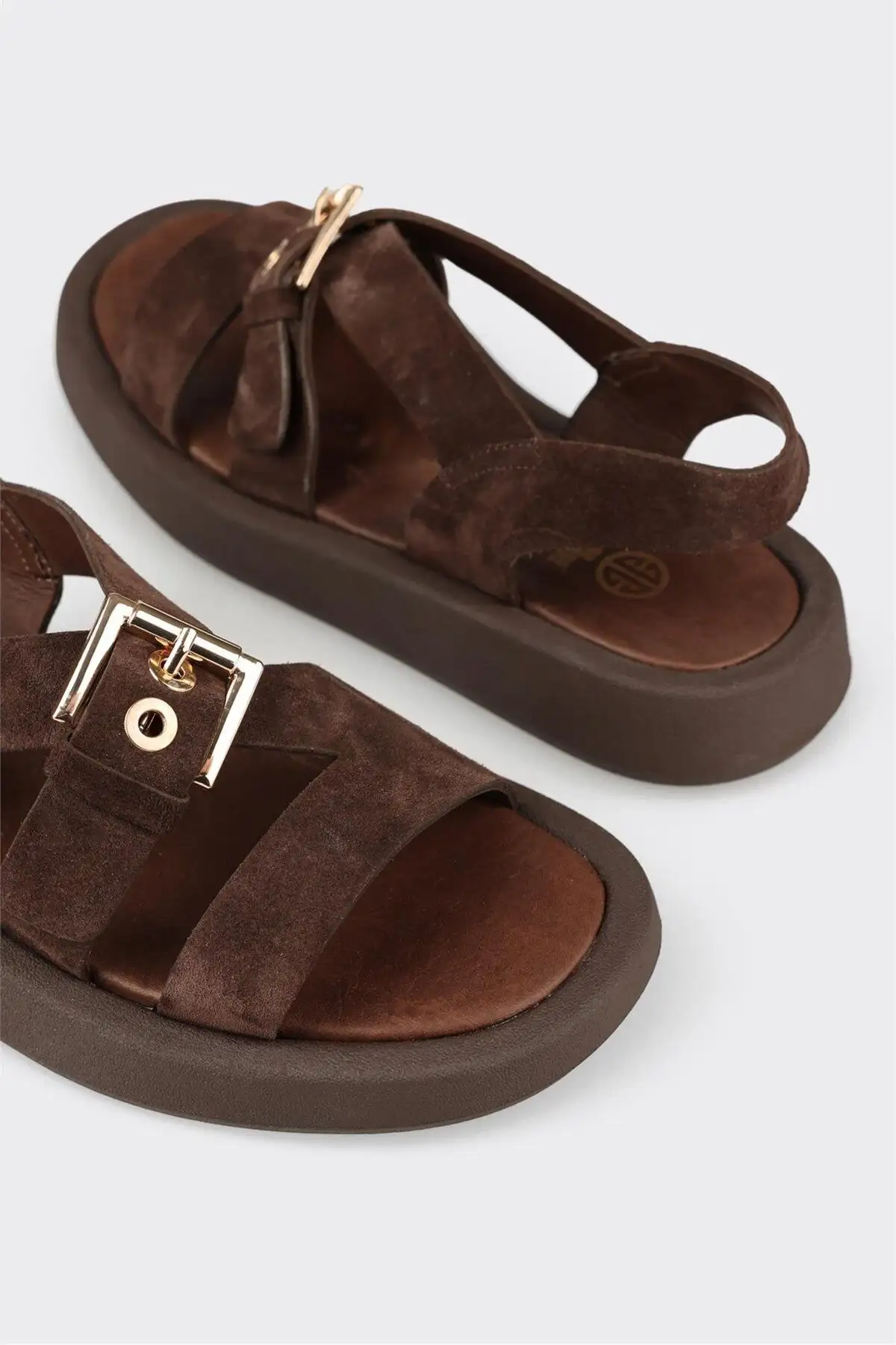 کفش صندل زنانه چرم قهوهای - 6406 کفش صندل زنانه چرم قهوهای - 6406