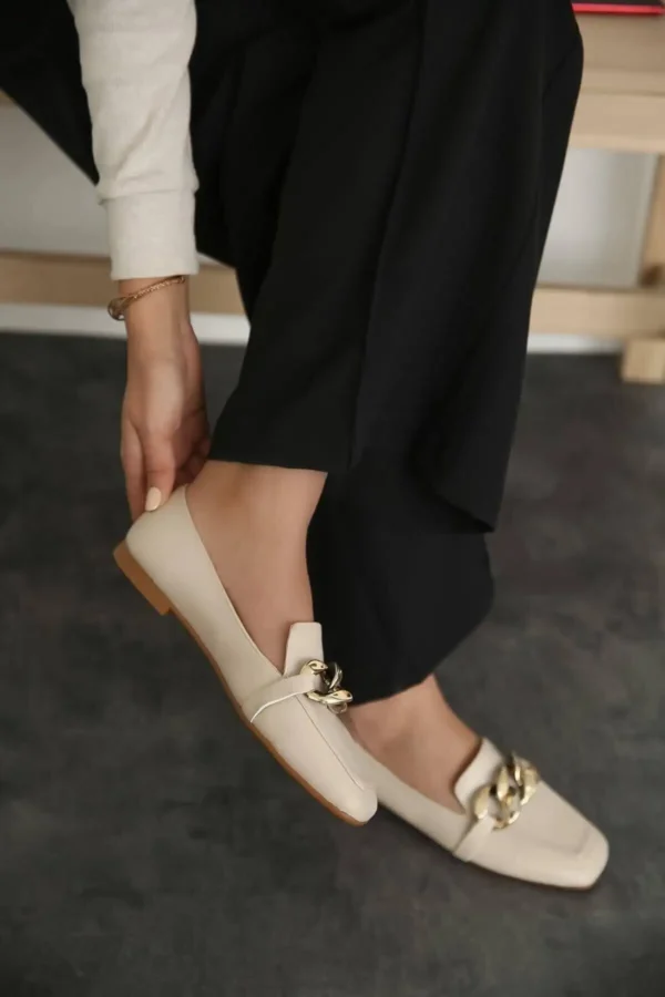 کفش ورزشی روزمره بابت زنانه بژ چرمی - 6623