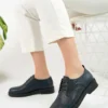 کفش اداری زنانه بند دار چرم طبیعی سرمه‌ای - 6758
